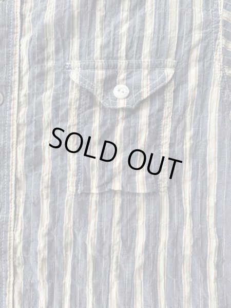 画像4: ＣＵＳＨＭＡＮ　クッシュマン　ＳＴＲＩＰＥ　ＷＯＲＫ　ＳＨＩＲＴＳ　ストライプワークシャツ　ＢＬＵＥ (4)
