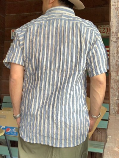 画像2: ＣＵＳＨＭＡＮ　クッシュマン　ＳＴＲＩＰＥ　ＷＯＲＫ　ＳＨＩＲＴＳ　ストライプワークシャツ　ＢＬＵＥ