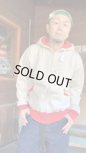 画像6: CUSHMAN(クッシュマン)TWO TONE ZIP SWEAT PARKA  ベージュ/レッド (6)