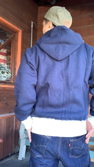 画像2: CUSHMAN(クッシュマン）TWO TONE ZIP SWEAT PARKA  ネイビー／ホワイト