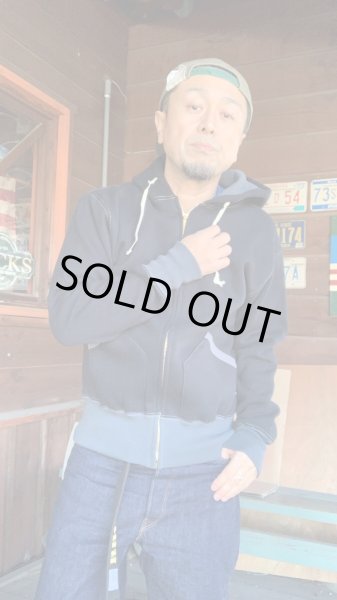 画像6: CUSHMAN(クッシュマン)TWO TONE ZIP SWEAT PARKA  ブラック/ダークグレー (6)