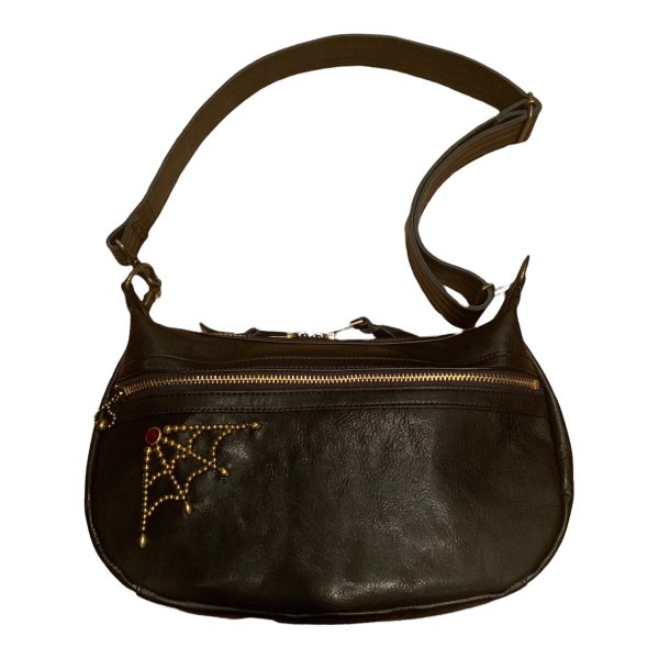 画像1: CUSHMAN クッシュマン　LEATHER SHOULEDR BAG　レザーショルダーバッグ　スタッズ　BLACK 別注 (1)