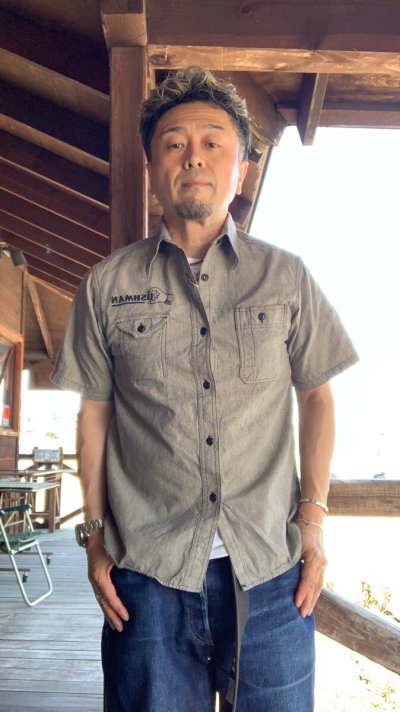 画像1: ＣＵＳＨＭＡＮ　クッシュマン　MXCHAMBRAY　ＷＯＲＫ　ＳＨＩＲＴＳ(LOWHIDE)　ワークシャツ　L.GRAY