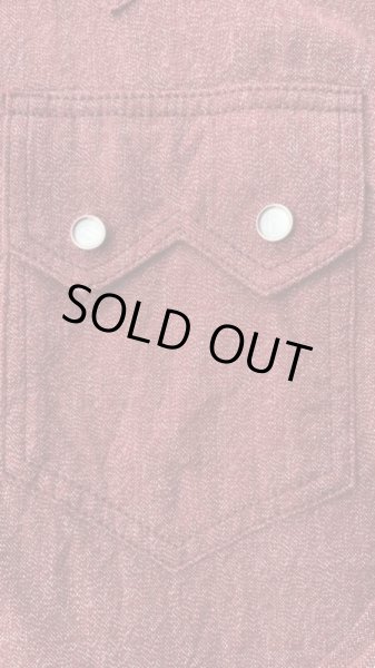 画像4: CUSHMAN  クッシュマン 撚杢シャンブレーウエスタンシャツ　　ミックスレッド (4)