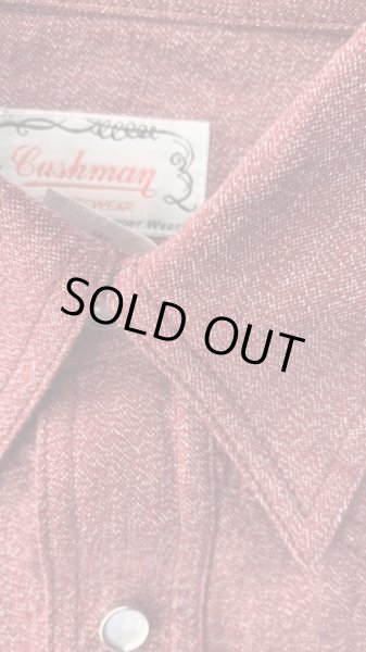 画像3: CUSHMAN  クッシュマン 撚杢シャンブレーウエスタンシャツ　　ミックスレッド (3)