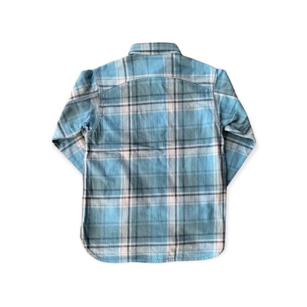 画像2: CUSHMAN クッシュマン NEL CHECK WORK SHIRT ネルワークシャツ TURQUOISE/BLUE (2)