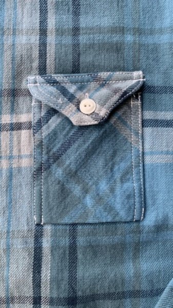 画像5: CUSHMAN クッシュマン NEL CHECK WORK SHIRT ネルワークシャツ TURQUOISE/BLUE (5)