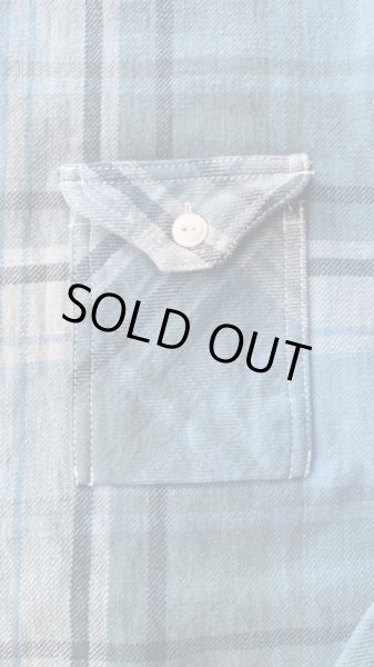 画像5: ＣＵＳＨＭＡＮ　クッシュマン　NEL CHECK WORK SHIRT　ネルワークシャツ　TURQUOISE/BLUE (5)