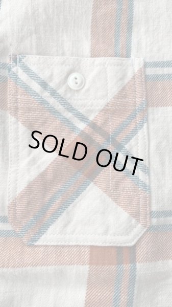 画像4: CUSHMAN クッシュマン NEL CHECK WORK SHIRT ネルワークシャツ VANNILA/ORANGE (4)