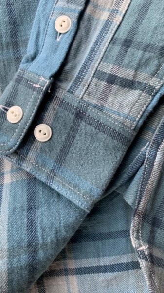 画像6: CUSHMAN クッシュマン NEL CHECK WORK SHIRT ネルワークシャツ TURQUOISE/BLUE (6)