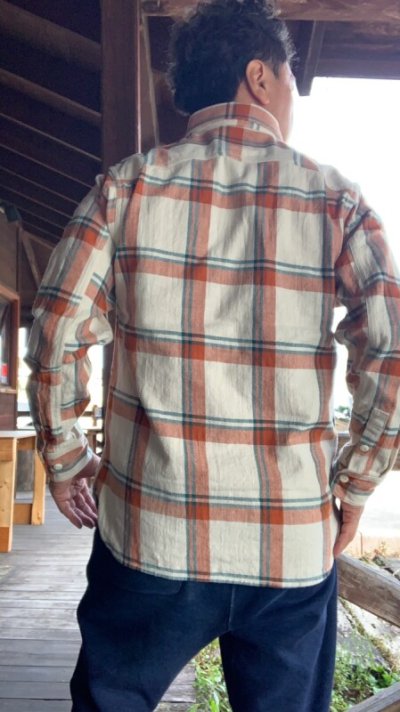 画像2: ＣＵＳＨＭＡＮ　クッシュマン　NEL CHECK WORK SHIRT　ネルワークシャツ　VANNILA/ORANGE