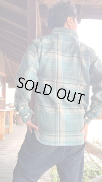 画像8: ＣＵＳＨＭＡＮ　クッシュマン　NEL CHECK WORK SHIRT　ネルワークシャツ　TURQUOISE/BLUE (8)