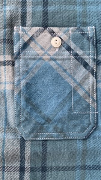 画像4: CUSHMAN クッシュマン NEL CHECK WORK SHIRT ネルワークシャツ TURQUOISE/BLUE (4)
