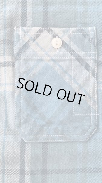 画像4: ＣＵＳＨＭＡＮ　クッシュマン　NEL CHECK WORK SHIRT　ネルワークシャツ　TURQUOISE/BLUE (4)