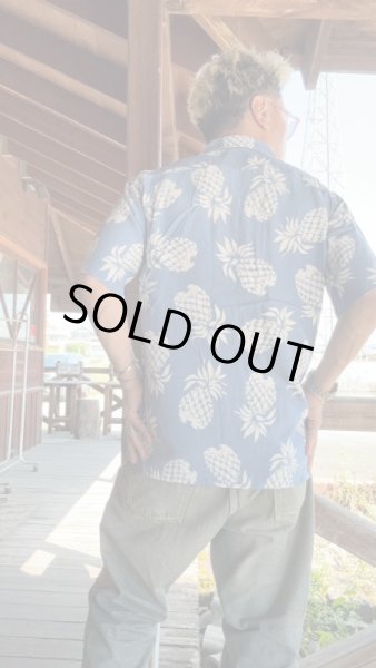 画像9: CUSHMAN ハワイアンシャツ パイナップル柄　クッシュマン　　SAX/WHITE (9)