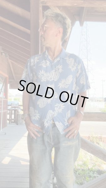 画像8: CUSHMAN ハワイアンシャツ パイナップル柄　クッシュマン　　SAX/WHITE (8)