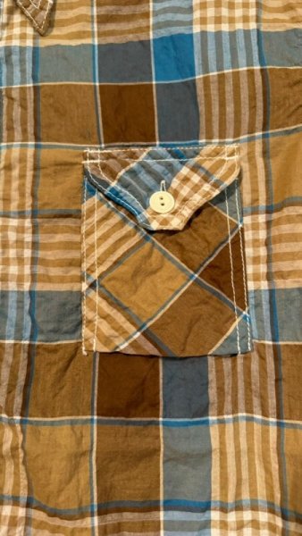 画像4: CUSHMAN  クッシュマン SHIRRING CHECK WORK SHIRTS  TURQUOISE/BROWN (4)