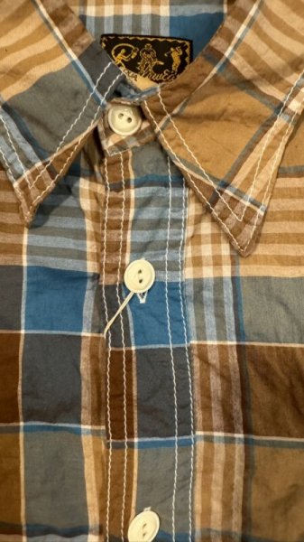 画像3: CUSHMAN  クッシュマン SHIRRING CHECK WORK SHIRTS  TURQUOISE/BROWN (3)