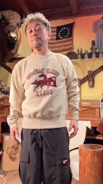 画像9: CUSHMAN(クッシュマン)FLOCKY PRINT SET IN SLEEVE   COLTSスウェット MIX BEIGE (9)