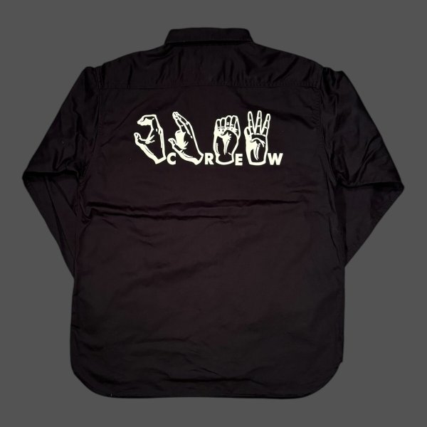 画像2: CUSHMAN  クッシュマンCOTTN SATIN WORK SHIRT ブラック (2)