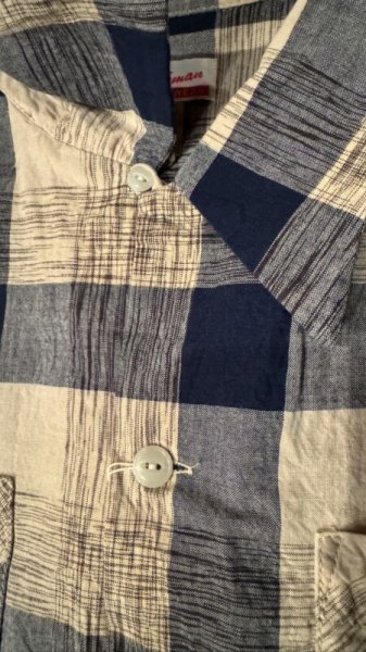 画像7: CUSHMAN  クッシュマン KASURI OPEN COLLAR SHIRTS  NAVY (7)