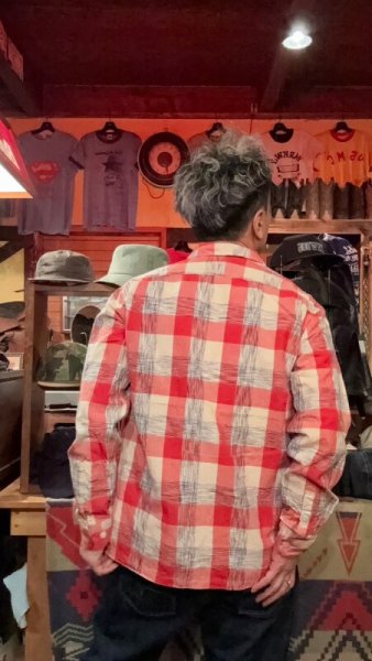 画像10: CUSHMAN  クッシュマン KASURI OPEN COLLAR SHIRTS  RED (10)