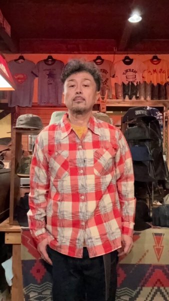 画像9: CUSHMAN  クッシュマン KASURI OPEN COLLAR SHIRTS  RED (9)