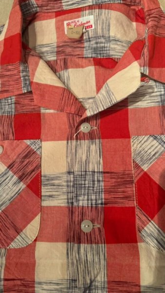 画像3: CUSHMAN  クッシュマン KASURI OPEN COLLAR SHIRTS  RED (3)