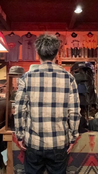 画像9: CUSHMAN  クッシュマン KASURI OPEN COLLAR SHIRTS  NAVY (9)