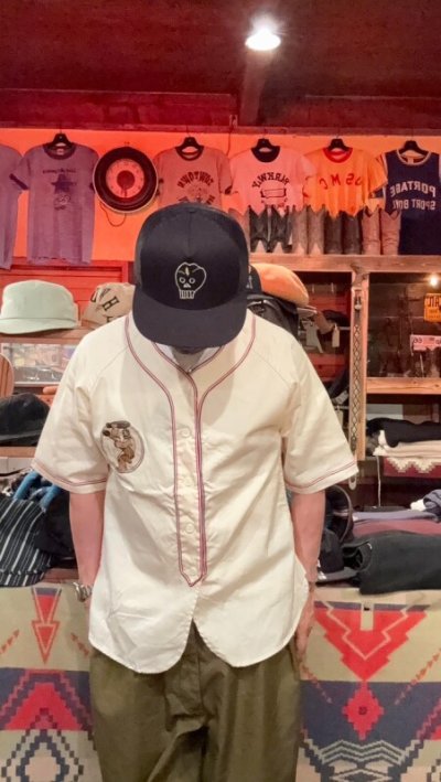 画像1: CUSHMANクッシュマン BASEBALL SHIRT   OFF  OLIVE