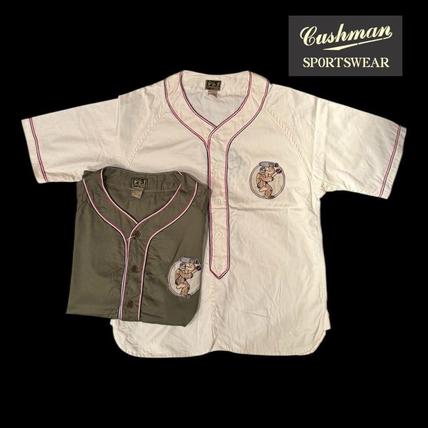 画像1: CUSHMANクッシュマン BASEBALL SHIRT   OFF  OLIVE (1)