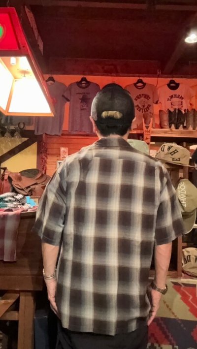 画像2: CUSHMAN クッシュマン RAYON OMBRE CHECK SHIRT BLACK/GRAY