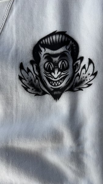 画像4: CUSHMAN(クッシュマン）PRINT SET IN SLEEVE　（HELLonWHEEL)スウェット WHITE (4)