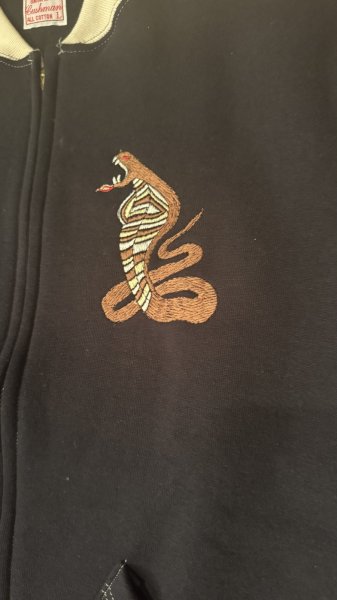 画像3: CUSHMAN(クッシュマン）SWEAT SOUVENIR JACKET  ブラック／クリーム (3)