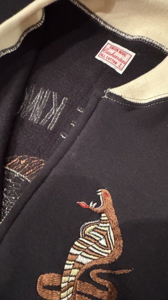 画像4: CUSHMAN(クッシュマン）SWEAT SOUVENIR JACKET  ブラック／クリーム (4)