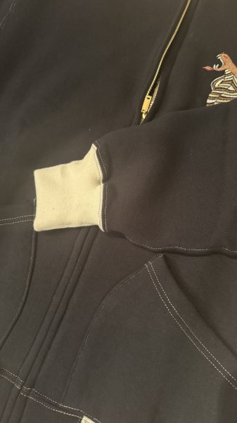 画像6: CUSHMAN(クッシュマン）SWEAT SOUVENIR JACKET  ブラック／クリーム (6)