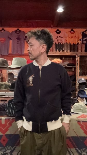 画像8: CUSHMAN(クッシュマン）SWEAT SOUVENIR JACKET  ブラック／クリーム (8)