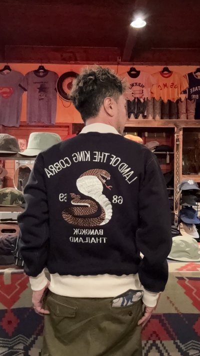 画像2: CUSHMAN(クッシュマン)SWEAT SOUVENIR JACKET ブラック/クリーム