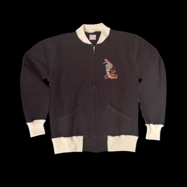 画像2: CUSHMAN(クッシュマン）SWEAT SOUVENIR JACKET  ブラック／クリーム (2)