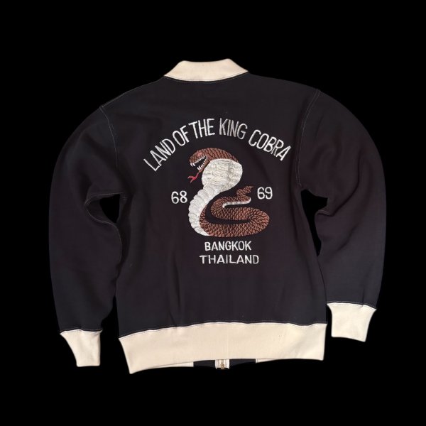 画像1: CUSHMAN(クッシュマン）SWEAT SOUVENIR JACKET  ブラック／クリーム (1)