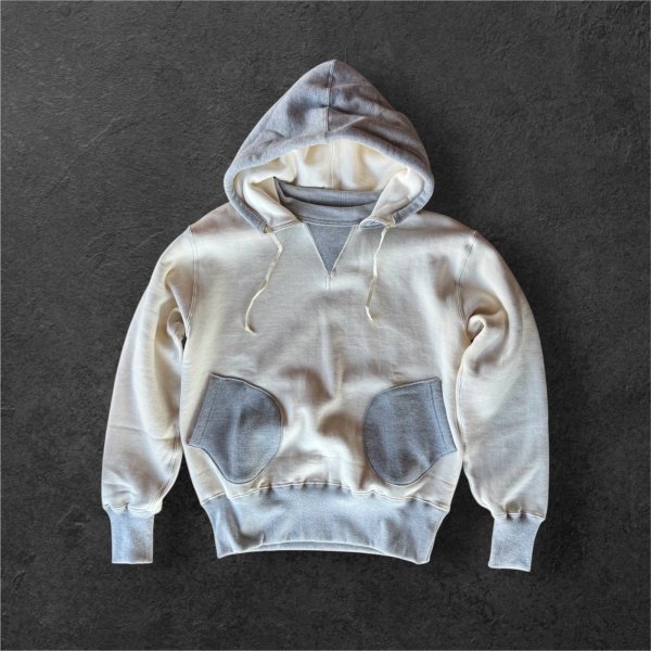 画像1: CUSHMAN(クッシュマン）BOXING　POCKET TWO TONE SWEAT PARKA  ＣＲＥＡＭ／ＭＩＸＧＲＡＹ (1)