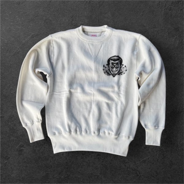 画像2: CUSHMAN(クッシュマン）PRINT SET IN SLEEVE　（HELLonWHEEL)スウェット WHITE (2)