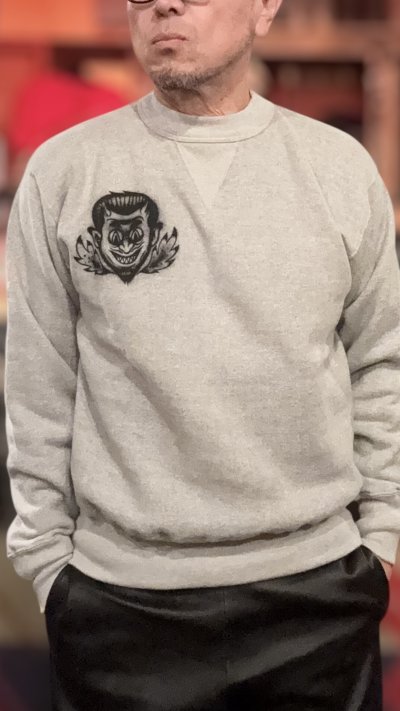 画像2: CUSHMAN(クッシュマン）PRINT SET IN SLEEVE　（HELLonWHEEL)スウェット MIX GRAY