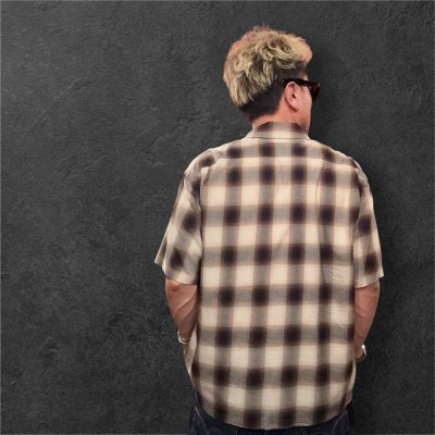 画像2: CUSHMAN クッシュマン　 OMBRE CHECK SHIRT    BROWN/WHITE