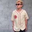 画像1: CUSHMANクッシュマン　COTTON FLANNEL BASEBALL SHIRT   OFF  WHITE/RED (1)