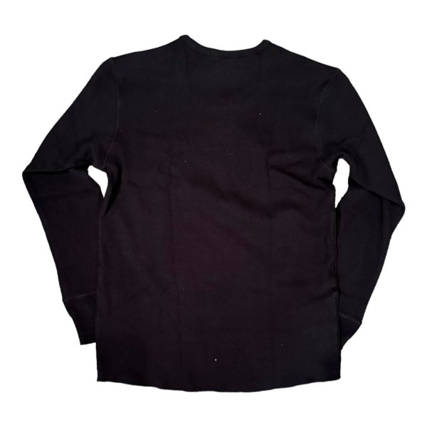 画像2: HIGHWAY NINE ハイウェイナイン U-NECK ハニカムサーマルL/S Tee BLACK ブラック (2)