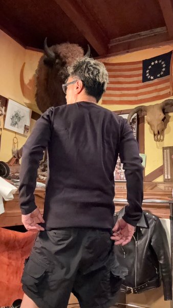 画像6: HIGHWAY NINE ハイウェイナイン U-NECK RIB L/S Tee BLACK ブラック (6)