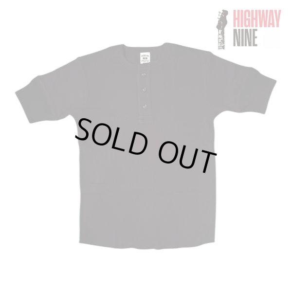 画像1: HIGHWAY NINE　ハイウェイナイン　HENRY-NECK ハニカムサーマルS/S　Tee　BLACK　ブラック (1)