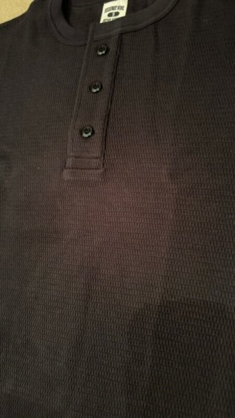 画像3: HIGHWAY NINE ハイウェイナイン HENRY-NECK ハニカムサーマルS/S Tee BLACK ブラック (3)