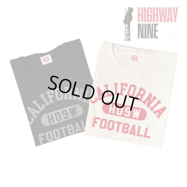 画像1: HIGHWAY NINE　ハイウェイナイン　 10/-TENJIKU ROUGH FIT FOOT BALL PRINT TEE　CALIFORNIA　WHITEホワイト/BLACKブラック (1)
